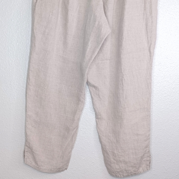 Flax 100% Linen Oatmeal Lagenlook Contemporary Sz L Pants - Picture 6 of 14